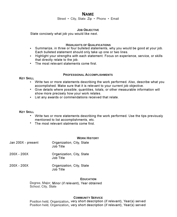 chronological resume template. resume template: